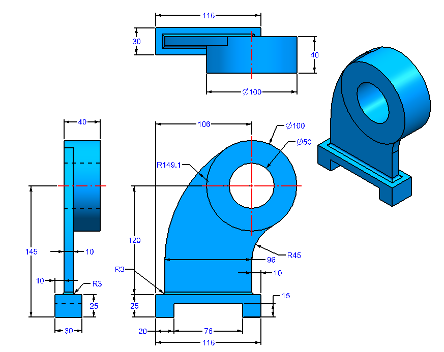AutoCAD 2D and 3D practice drawings ude14